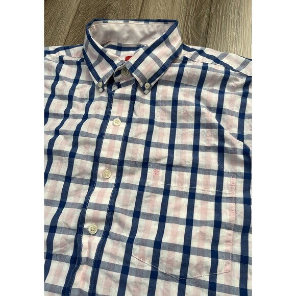 IZOD Plaid Blue/Pink Button Front Casual Shirt Mens Size Medium 100% Cotton - Picture 3 of 9